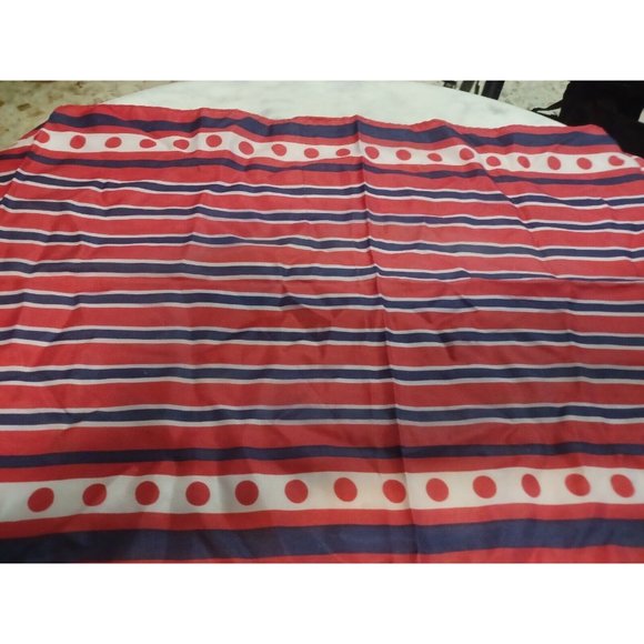 Vintage Long Scarf Boho Red, White, & Blue About 34" x 12" - Picture 1 of 2